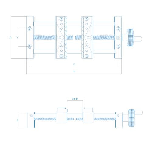 OmniFix  Messtechniker Schraubstock 120 x 270 mm, Edelstahl mit Aluminiumgrundplatte Produktbild Side View L