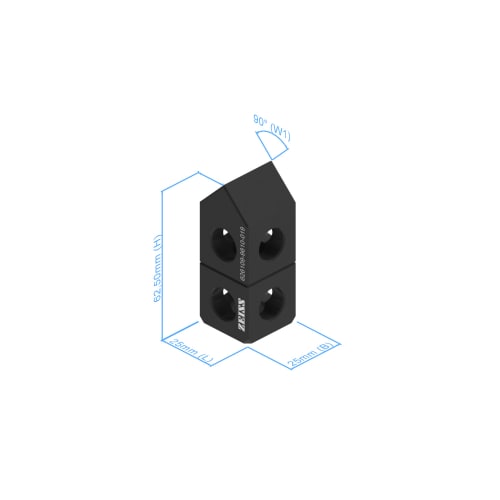 Deltablock einfach 90&deg; - 25x25x62,5mm, AF25 Produktbild Back View L