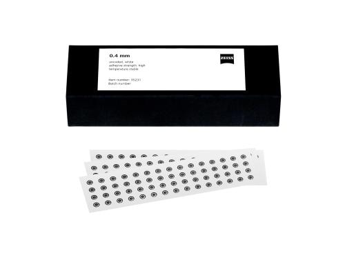 Point markers 0.4 mm, white, non-coded, medium adhesive strength, temperature resistant, 3000 piece product photo