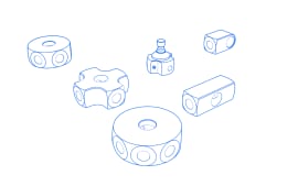 Cubes and various elements for clamping